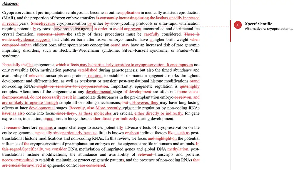 Example showing the level of corrections for the Standard Editing package
